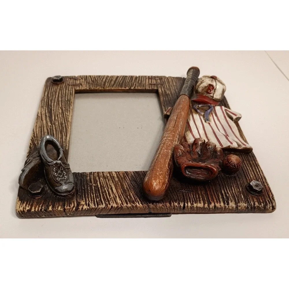 Baseball Photo Frame Textured 3D Picture Frame Resin 4x6, Sports Theme Decor